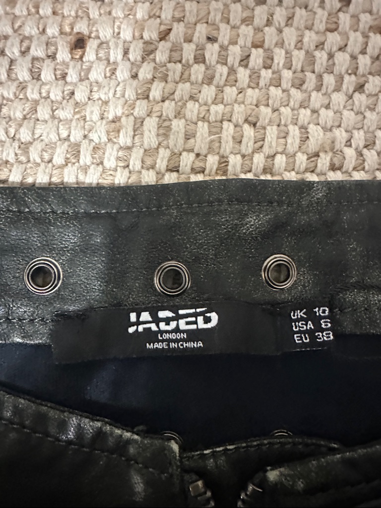 Jaded London Black Faux Leather Grommet Skirt